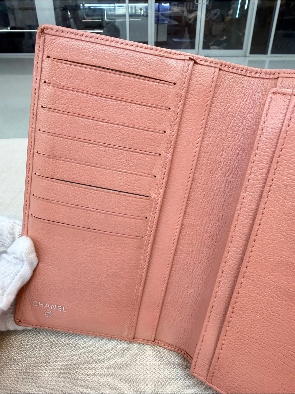 CHANEL Pink Leather Travel Organizer Wallet